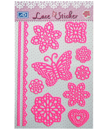 Pink DIY Lace Sticker for Making Card (PV104PK)