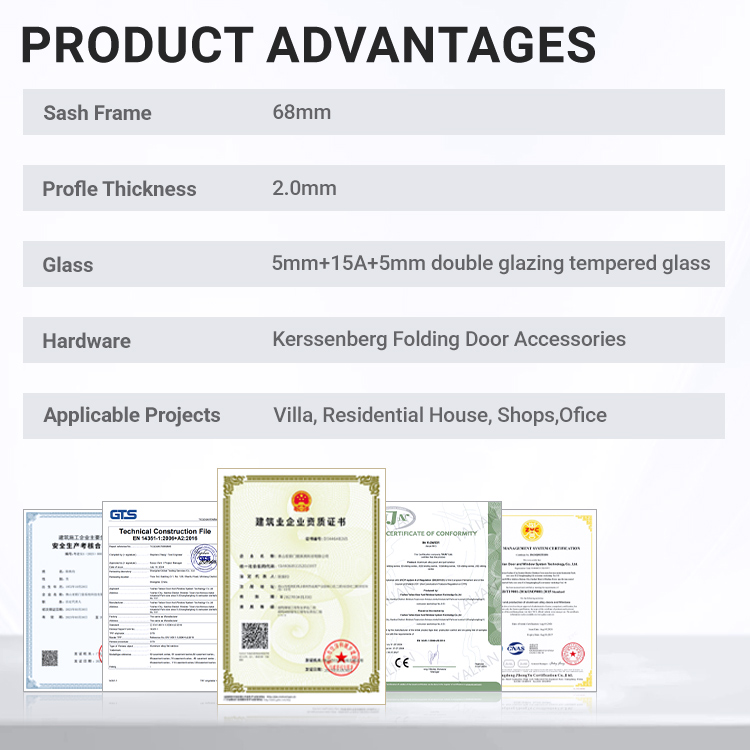 Aluminum Alloy Folding Glass Doors Customizable