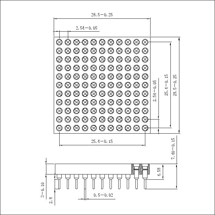 PGA07-XXXXXX PGA Pin Grid Array Sockets 2.54X2.54mm 121P