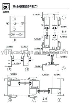 aluminum sliding window 88A