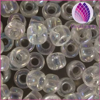 Transparent colorless lampwork glass seed beads