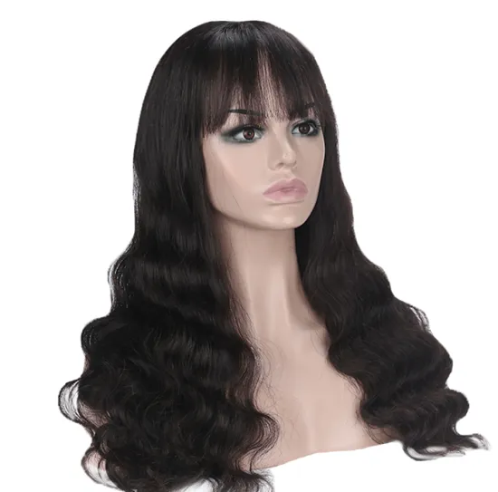 Brazilian Human Hair Body Wave Lace Front Wigs With Bangs Virgin Cuticle Aligned Brazilian Hair Pre Plucked Lace Front Wig