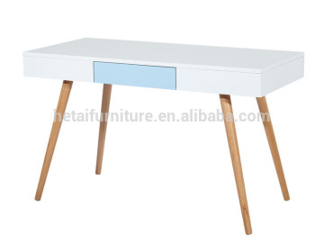 Modern MDF wooden work desk, simple bright color working table with drawers and 4 legs, mix fashion color