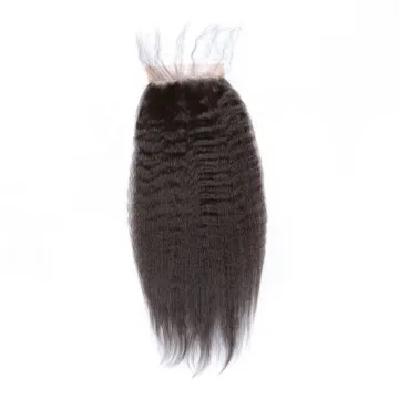 Cheap Raw Indian Kinky Straight Hair Closure Bundle ,Perm Kinky Straight BrazilIan Human Hair Yaki Lace Closure