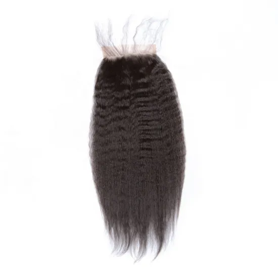 Cheap Raw Indian Kinky Straight Hair Closure Bundle ,Perm Kinky Straight BrazilIan Human Hair Yaki Lace Closure