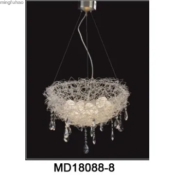 Contemporary silver pendant lamp bird nest shape