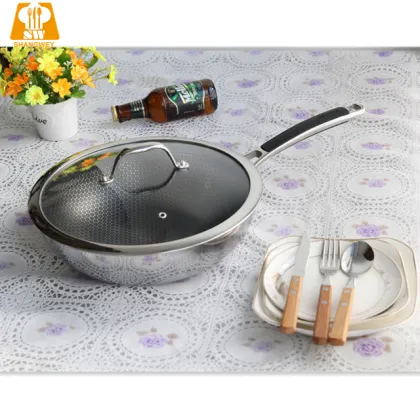 22cm Stainless Steel Chinese Cantonese Wok Pan
