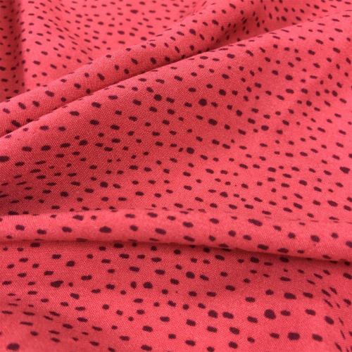 Warm Red Flower Viscose Crinkle Printed Fabric