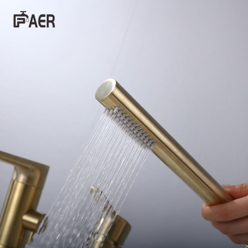 Bathtub Tap Deck Mounted Three Hole Brushed Gold Basin Faucet Supplier