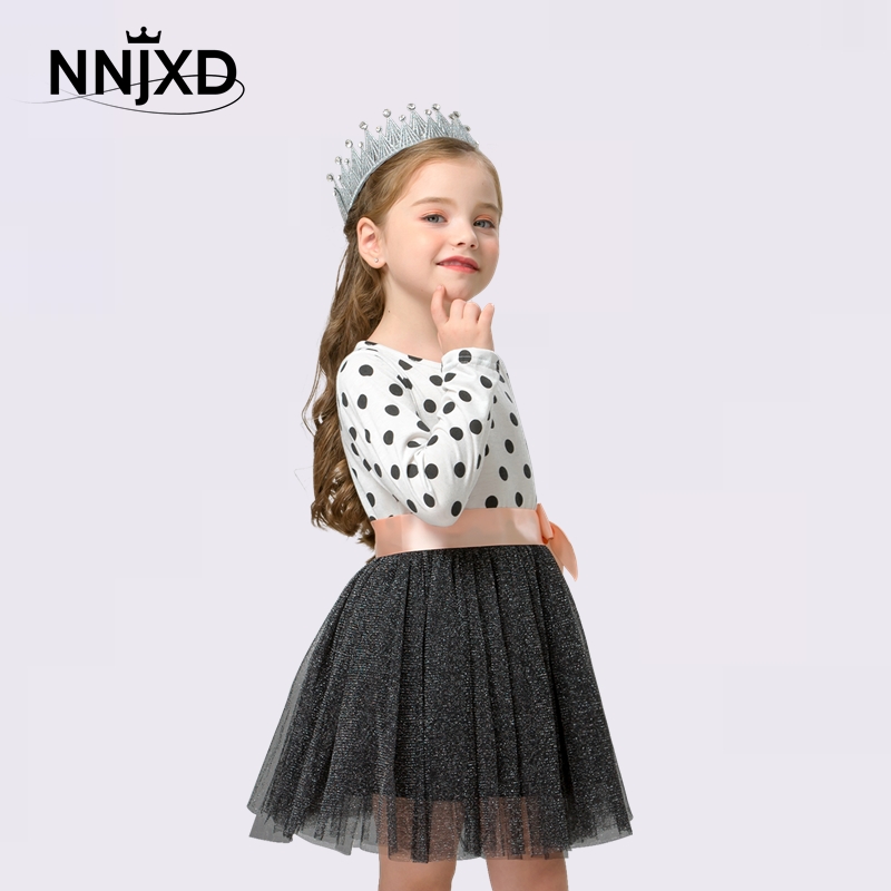 2 7T Girl Dress Princess Autumn Winter Long Sleeve Polka Dots Kids Dresses For Baby Girls Casual Holiday Party Clothes Infantil