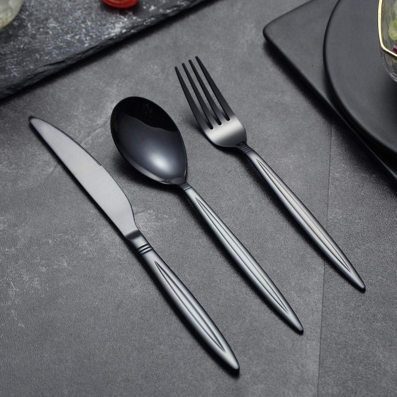 20 Piece Black Silverware Set, Stainless Steel Flatware Set