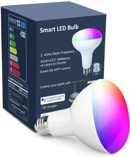 BR30 Smart WiFi LED Bulb E27 - 10W RGB Color Changing Bulb with Voice Control and App Compatibility