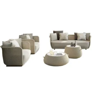 Waterproof Outdoor Rattan Sofa Set: Villa Courtyard Furniture with Table and Chairs
