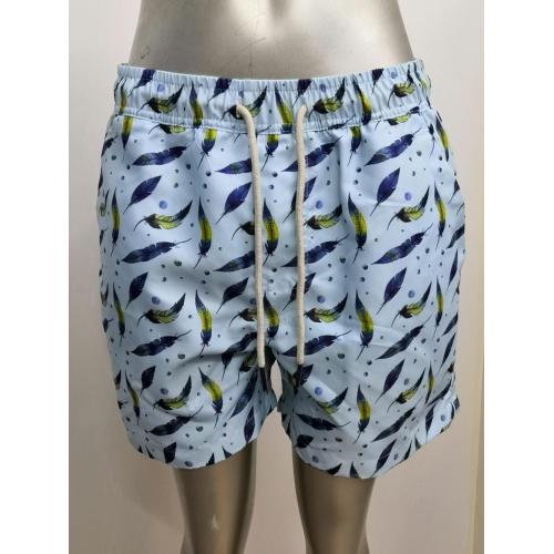 Shorts de praia masculinos impressos de penas