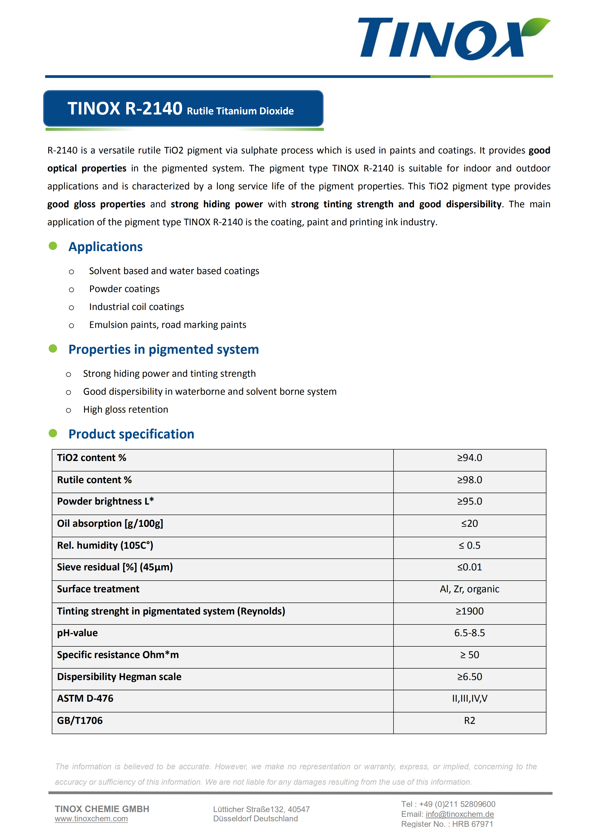 Sulphate Tinox R2140 Tio2 For Emulsion Paints Interior, High Quality ...