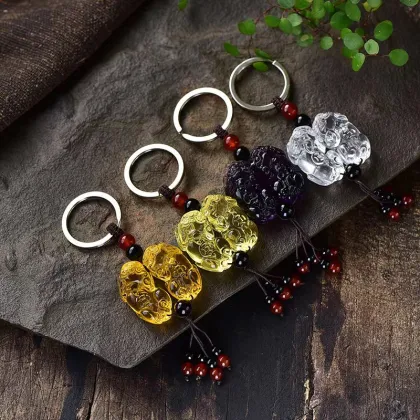 Natural Stone Crystal Crafts: Amethyst, Citrine, and Pixiu Carvings for Healing Stones and Gifts