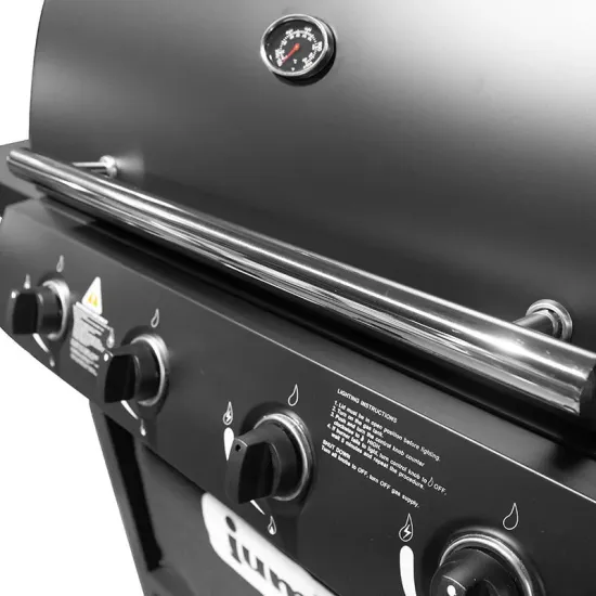Outdoor Kitchen Trolley Moveable Barbecue 2 Burner Natural Gas BBQ Picnic Grill Cooking with Tableside