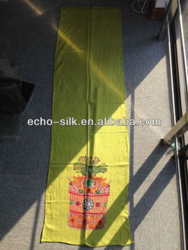 logo print silk wool scarf