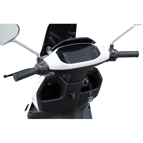 Streamlined Electric Motorcycle in White and Black