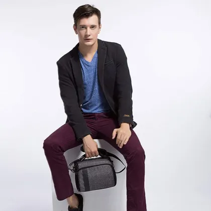 Free Sample Compact Camera Shoulder Bag with Waterproof Rain Cover - Grey