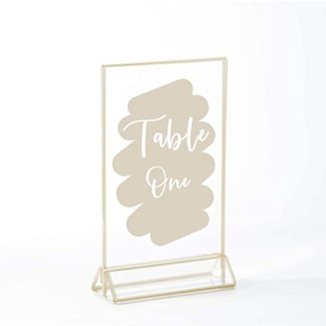 Support de panneau acrylique de mariage avec bordures d'or et support vertical