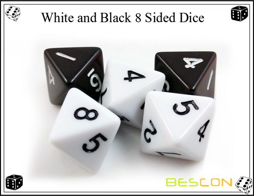 White and Black 8 Sided Dice