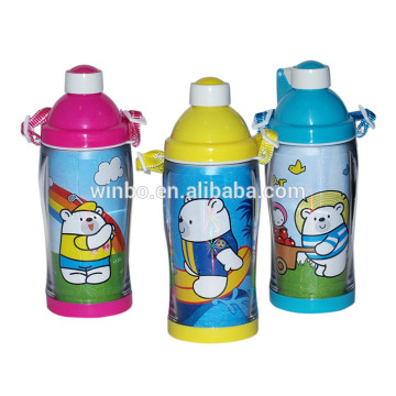500ml double wall plastic water bottle with color paper insider