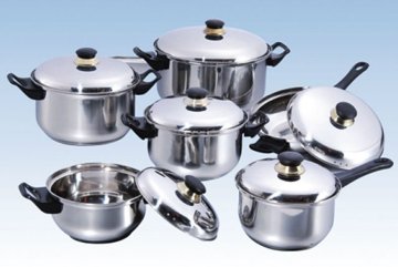 LB-46 12pcs cookware set with black handle s/s cover