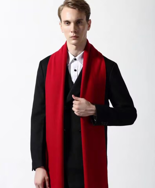 Men's Scarf, Fashion Cashmere Feel Scarves for Men Winter Autumn with Tassels Fringes Long