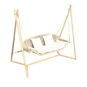 Rattan Rope Woven Swing Chair - Stable Stand for 2 People