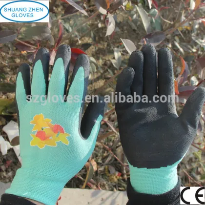 purple latex coated work foam gloves
