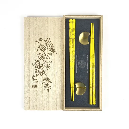 HOT Sale Luxury Chinese Style Dragon Chopsticks with Golden Stainless Steel Holders – Perfect Gifts