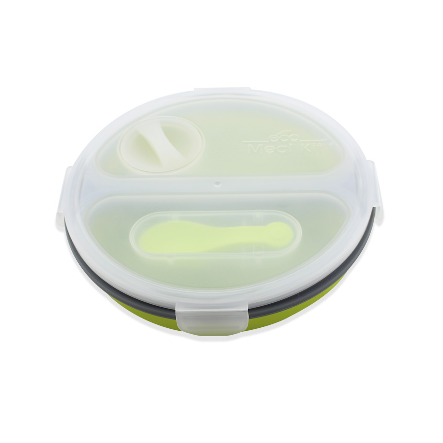 Silikon Round Collapsible Food Container Lunch Box