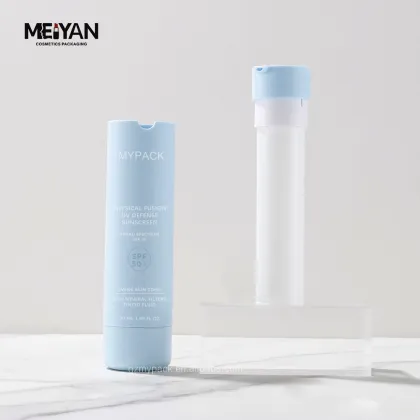MYPACK Custom Empty Round ABS Glossy White Brown Refillable Sunscreen Bottle 30ml/50ml