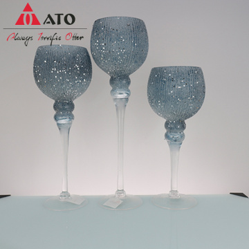 ATO Wavy Glass Long Stem Wedding Candle Holder