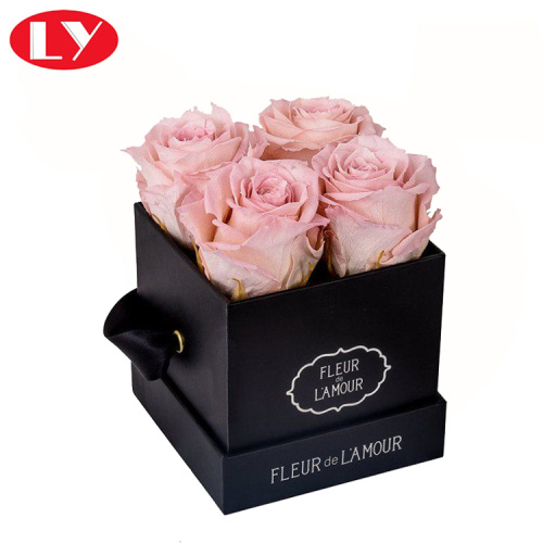 Caixas de presente preto de papel com tampas para flores