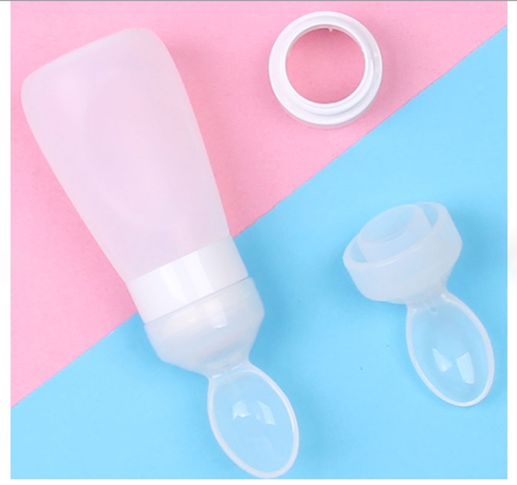 BPA Silicone Baby Squeeze Feeding Spoon With Bottle