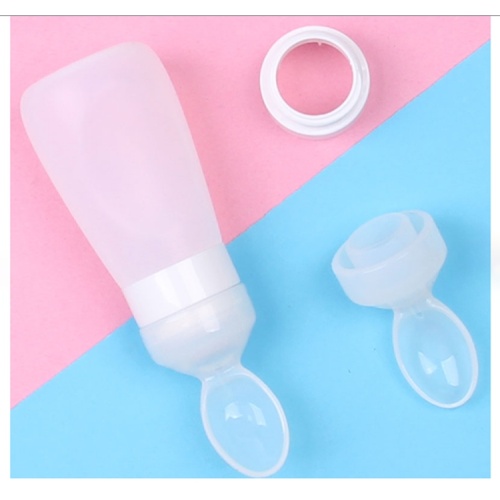 BPA Silicone Baby Squeeze Voedingslepel Met Fles