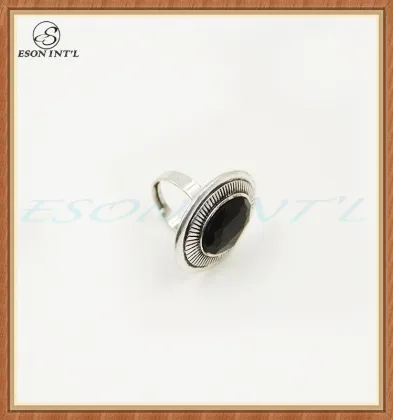 Popular Jewelry Elegance Silver Alloy Women Black Stone Ring
