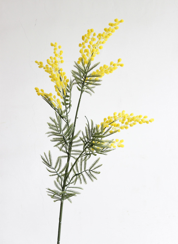 Artificial Acacia Flowers Yellow Mimosa Spray Cherry Fruit Branch Wedding Party Event Decor Home Table Flower