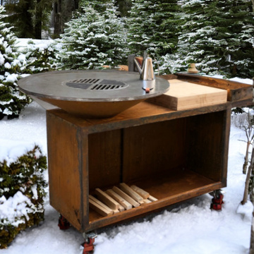 Cucina quadrata in acciaio corten in acciaio grill bbq