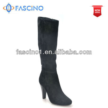 High heel long boots leather
