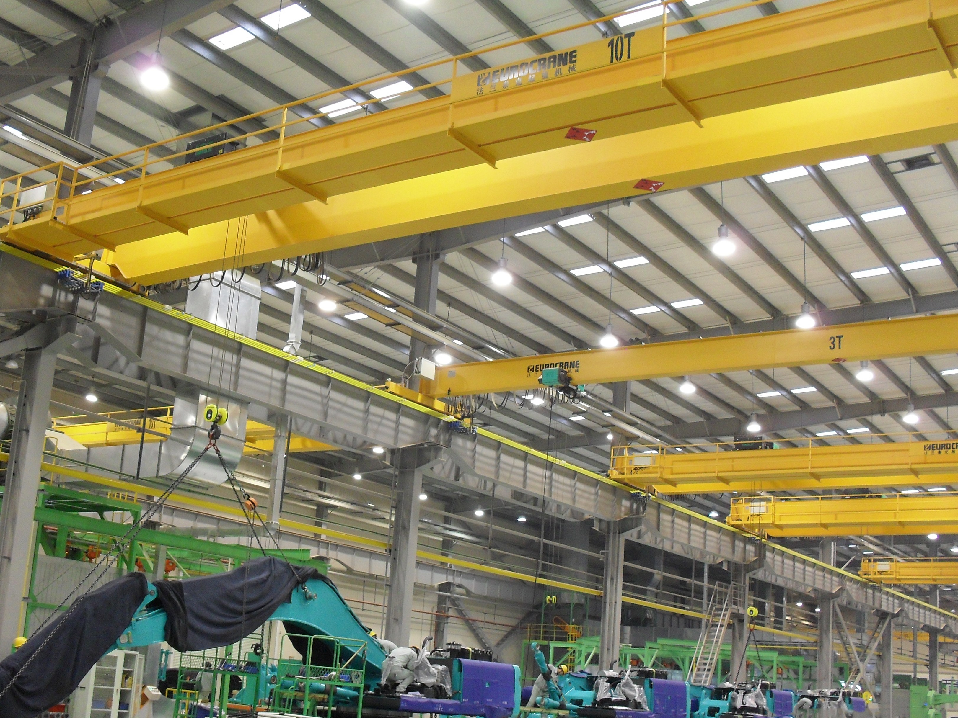 Eurocrane overhead crane solutions in general and special heavy equipment manufacturing workshop