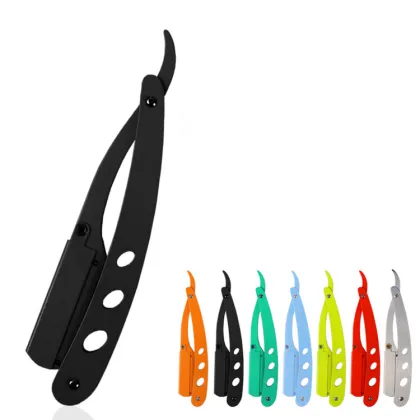 Customized Professional Stainless Steel Black Parker Straight Barber Razor with Logo