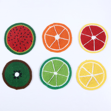 Mode handgemaakt fruit gehaakt beker Mat Home Decoratie