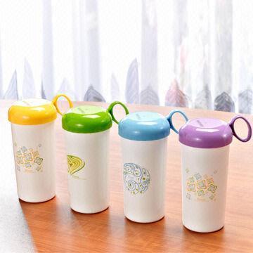 Colorful Plastic Water Cup with a Cap, 380mL Volume, Ideal for Office or Home Use