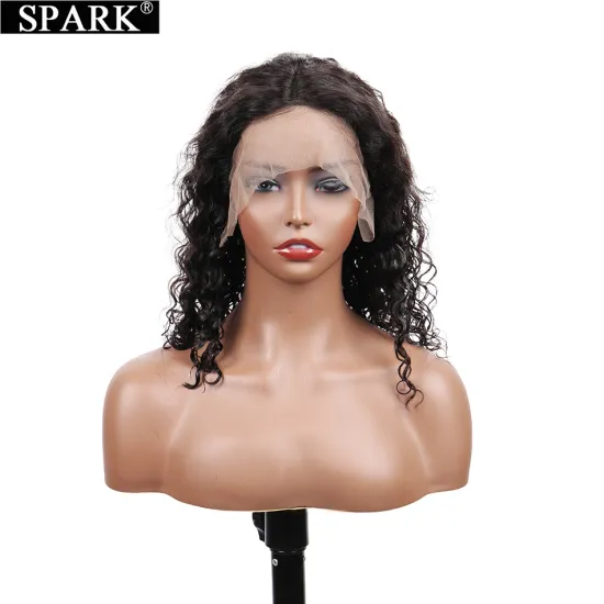 Real hair bob headgear 1B water wave bob foreign trade new product 4x4 front lace curly hair wave