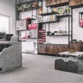 Nowoczesny stolik do kawy na zewnątrz betonowy w stylu przemysłowym