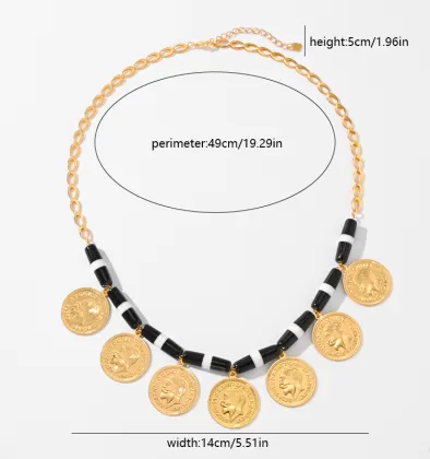 Gold Diamond Necklace with Coin Pendant for Party in Dubai