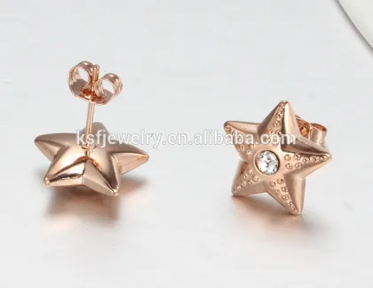 Beautiful Stainless Steel Star Rose Gold Earrings Jewelry Fashion for Women